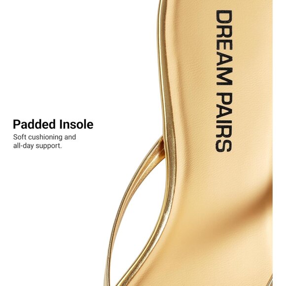 Dream Pairs Women Gold Faux Leather  Square Open Toe  Low Heels Sandals Shoes - Picture 5 of 8